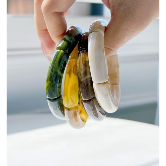 Chunky Acrylic Bangle Bracelets Women Stack Fashion Jewelry Non-Metal - Picture 8 of 9